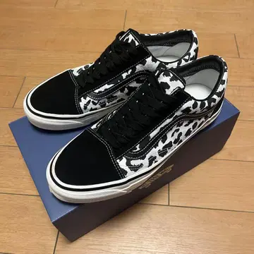 거의 미사용 VANS 반스 올드스쿨 레오파드 무늬 화이트 x 블랙 남성용