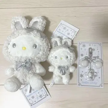 폭신폭신 스노우 래빗 헬로키티 봉제인형 마스코트 3점 세트