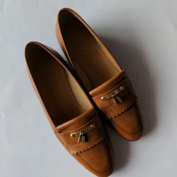 브라운 가죽 / 프릴 로퍼 23cm