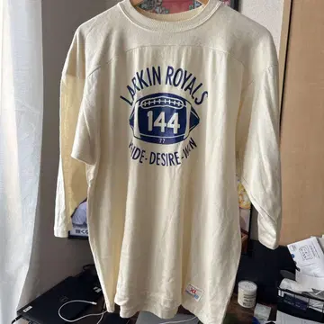champion 70년대 풋볼 T셔츠 크림색