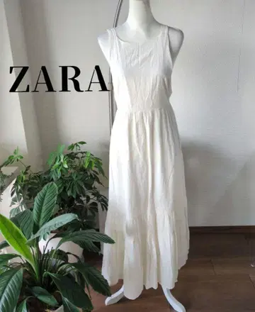 ZARA 자라 코튼 롱 원피스 티어드 점퍼스커트