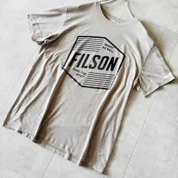 미국산 L 사이즈 FILSON 반팔 티셔츠 샌드스톤 로고 프린트
