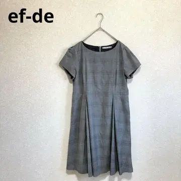 [빅 사이즈] ef-de 에프데 반팔 원피스 체크 무늬 그레이 3L