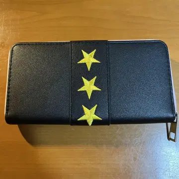 별 자수 검정 장지갑