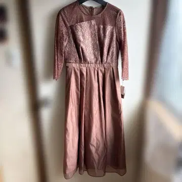 미사용 새상품 브라운 레이스 새틴 롱 드레스