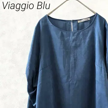 Viaggio Blu 블라우스 크루넥 소매 셔링 깔끔한 얇은 소재