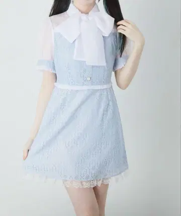 안크 루즈 레이스 리본 타이 원피스