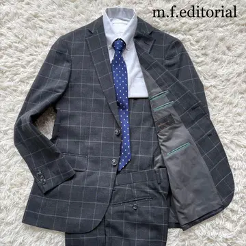 새상품급 m.f.editorial 워셔블 수트 체크 무늬 그레이 A6