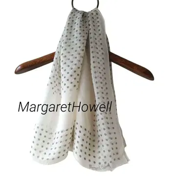 Margaret Howell 실크 쉬폰 도트 무늬 스카프 80 80cm