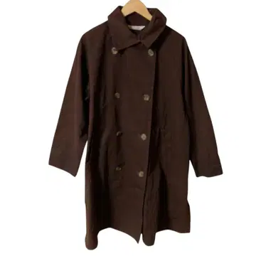 YACCO MARICARD 브라운 더블 브레스트 체스터 코트
