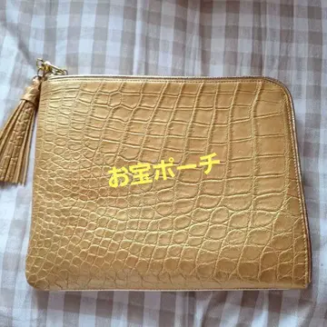 플라피카네 보물 파우치 소가죽 골드 레더 클러치 백 태슬 장식