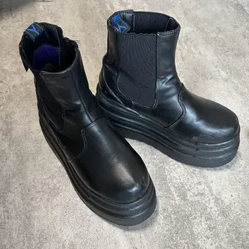 요스케 블랙 사이드 고어 부츠 두꺼운 밑창