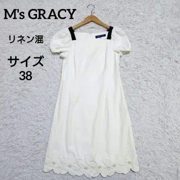 엠즈그레이시 무릎길이 원피스 꽃무늬 자수 진주 아이보리 M