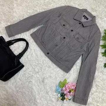 새상품급 소니아 리키엘 데님 자켓 그레이 로고 버튼 비쥬 40 L