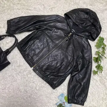 새상품급 다나 캐란 뉴욕 가죽 자켓 블랙 램스킨 천연 가죽 S 사이즈