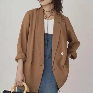 카멜 LOUNGEDRESS 린넨 라이크 시어 자켓