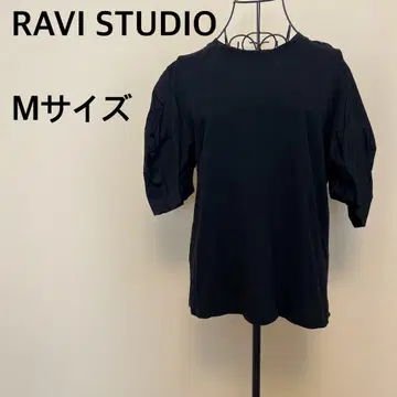 RAVI STUDIO/여성용/상의/반팔/검정/블랙/단색/심플
