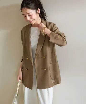 La boutique BonBon 메쉬 메탈 버튼 라이트 자켓 모카