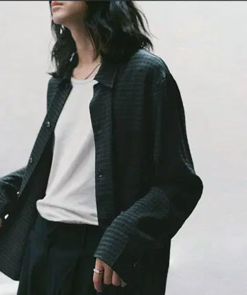WYM LIDNM 레이온 자카드 크롭 셔츠