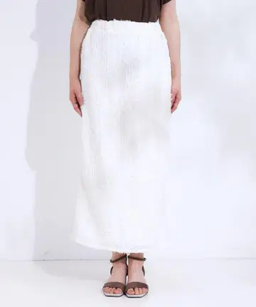 꽃 자수 화이트 롱 스커트 타이트 스커트 슈랄루 깨끗한