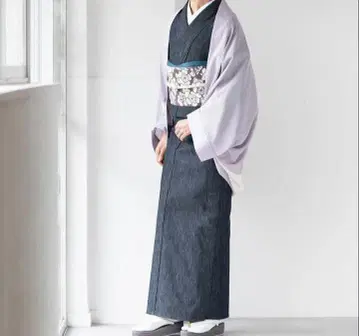 쿠루리  기모노용 카디건  피치 새틴 라벤더  하오리