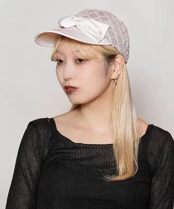 CA4LA 완판 PINK 리본 레이스캡