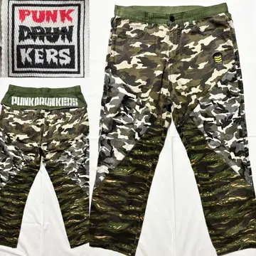 희귀 PUNK DRUNKERS 펑크 드렁커스 카모플라주 사루엘 팬츠
