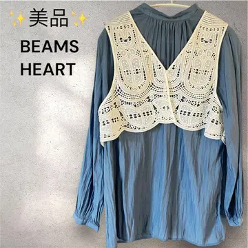 새상품급 BEAMS HEART 레이스 베스트 레이어드 블라우스 세트