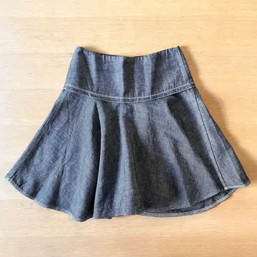 rag & bone 러그앤본 그레이 헴프 혼방 데님 플레어 스커트