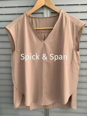 Spick & Span 프렌치 슬리브 블라우스 핑크 베이지