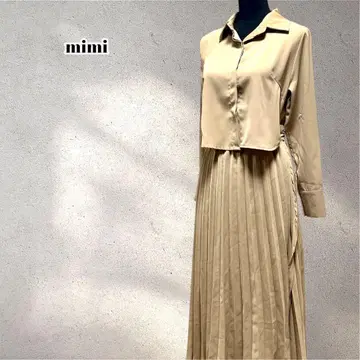 mimi 셔츠 롱 원피스 긴팔 플리츠 랩 스커트 변형 5402