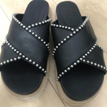 ZARA 비즈 장식 크로스 샌들 블랙 38