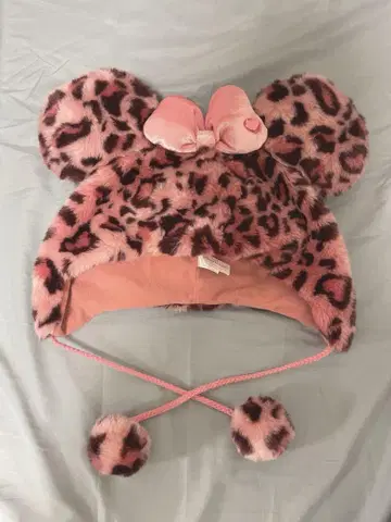 미키 디즈니 레오파드 무늬 핑크 모자