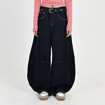 스티치 벌룬 인디고 데님 L2083