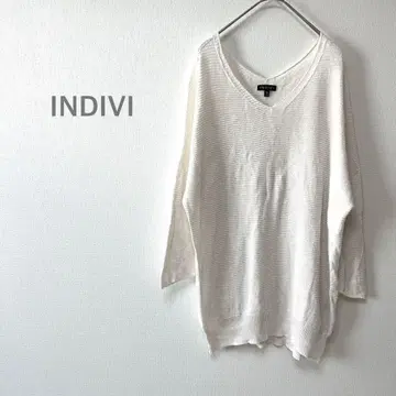 인디비 INDIVI 여름 니트 시스루 짜임 긴팔 화이트 일본제 새상품급