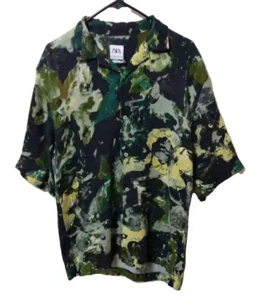 ZARA 편안한 핏 꽃무늬 카모플라주 셔츠 사이키델릭 반팔 M