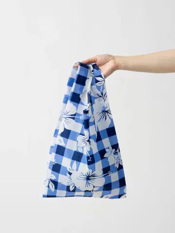 베이비바구 에코백 한정판 블루 화이트 꽃무늬
