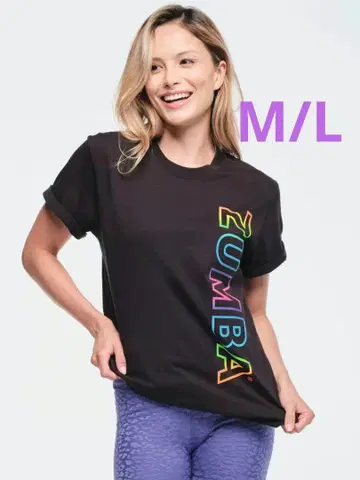 줌바 컬러풀 로고 블랙 티셔츠 여성용 남성용 신제품 남녀 공용 M/L