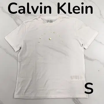 Calvin Klein 반팔 티셔츠 로고 화이트 심플 S 여성용