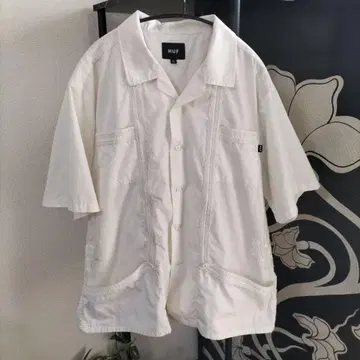 HUF (하프) 자수 화이트 쿠바 셔츠 XL