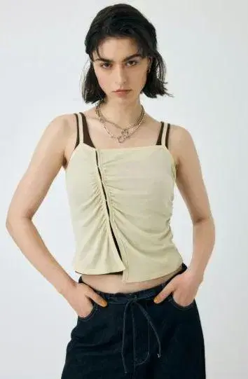moussy 더블 레이어드 시어 탱크 에크루