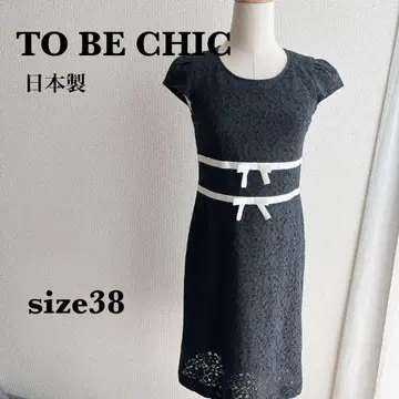 TO BE CHIC 레이스 원피스 검정 38 일본제 흰 리본 장식