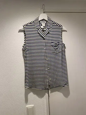 JIL SANDER 스트라이프 슬리브리스 셔츠 36