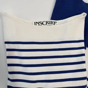 미품 INSCRIRE-긴팔 티셔츠 스트라이프 블루