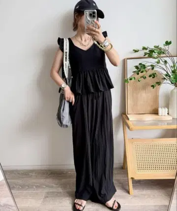 AMELY 와이드 팬츠 세트업 블랙