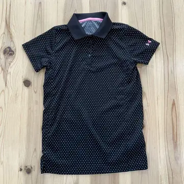 UNDER ARMOUR 도트 무늬 피케 셔츠 반팔 블랙