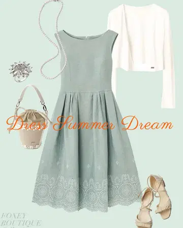FOXEY 폭시 왕도 린넨 컷워크 자수 드레스 Summer Dream