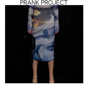 PRANK PROJECT 멀티 프린트 타이트 스커트 블루 허리밴딩