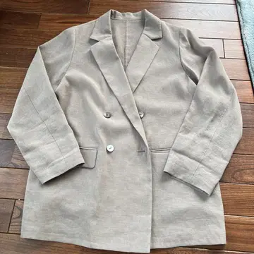 loungedress 린넨 베이지 더블 버튼 테일러드 자켓