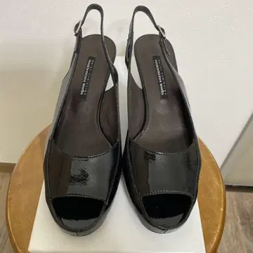 블랙 오픈 토 샌들 24.0cm